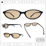 Womens Micro Oval Snug Dad Fashion Thin Plastic Sunglasses