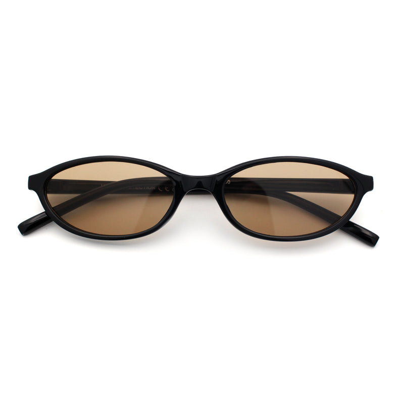 Womens Micro Oval Snug Dad Fashion Thin Plastic Sunglasses
