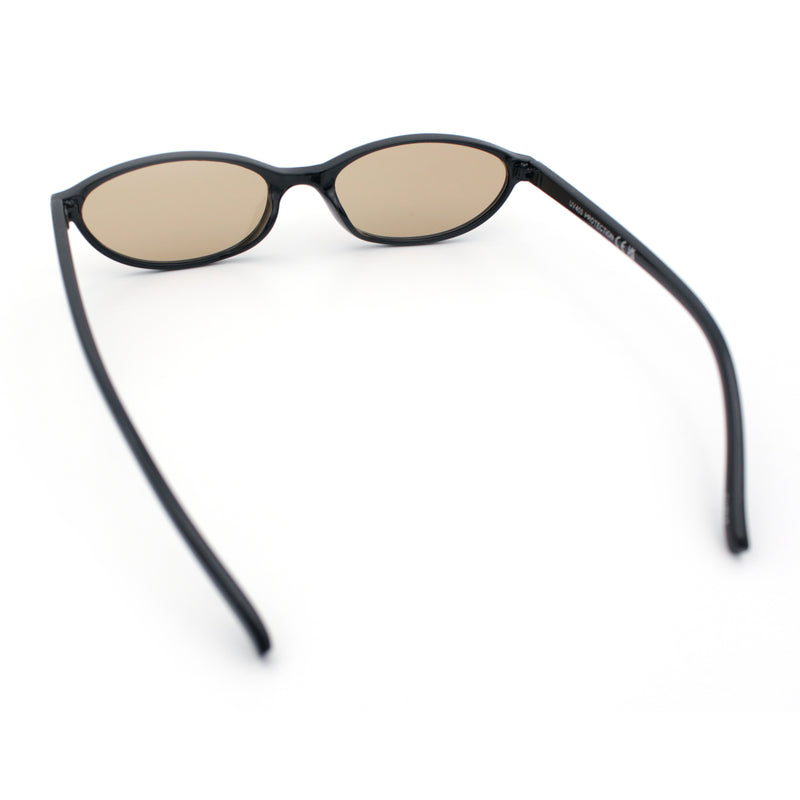 Womens Micro Oval Snug Dad Fashion Thin Plastic Sunglasses