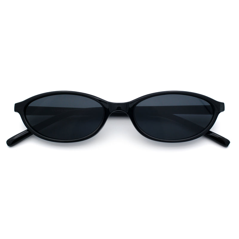 Womens Micro Oval Snug Dad Fashion Thin Plastic Sunglasses