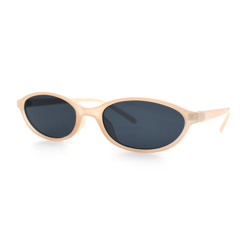 Womens Micro Oval Snug Dad Fashion Thin Plastic Sunglasses