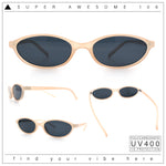 Womens Micro Oval Snug Dad Fashion Thin Plastic Sunglasses