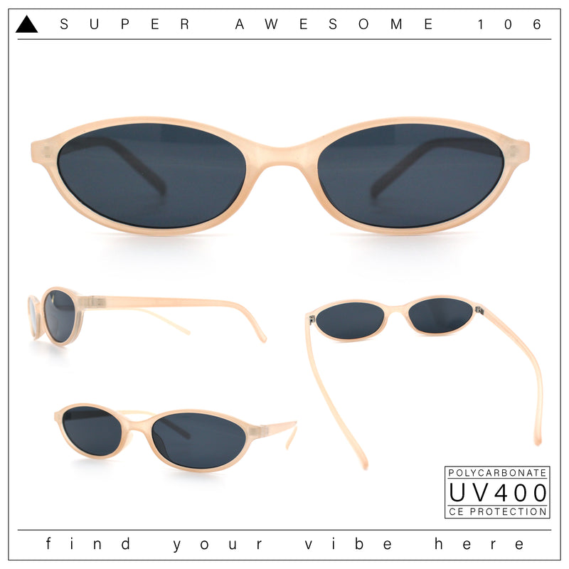 Womens Micro Oval Snug Dad Fashion Thin Plastic Sunglasses