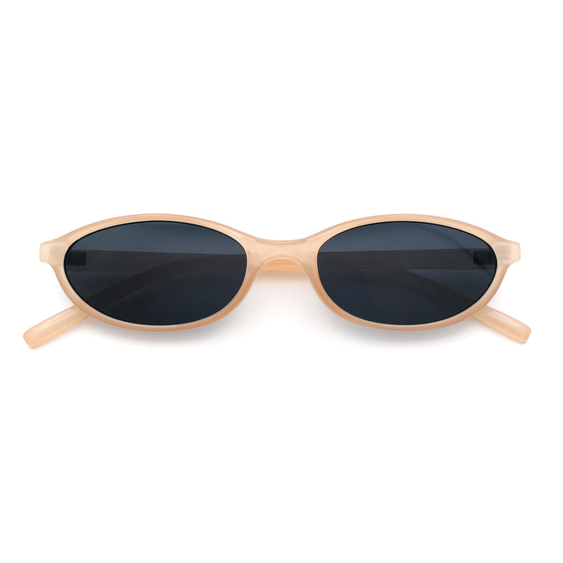 Womens Micro Oval Snug Dad Fashion Thin Plastic Sunglasses