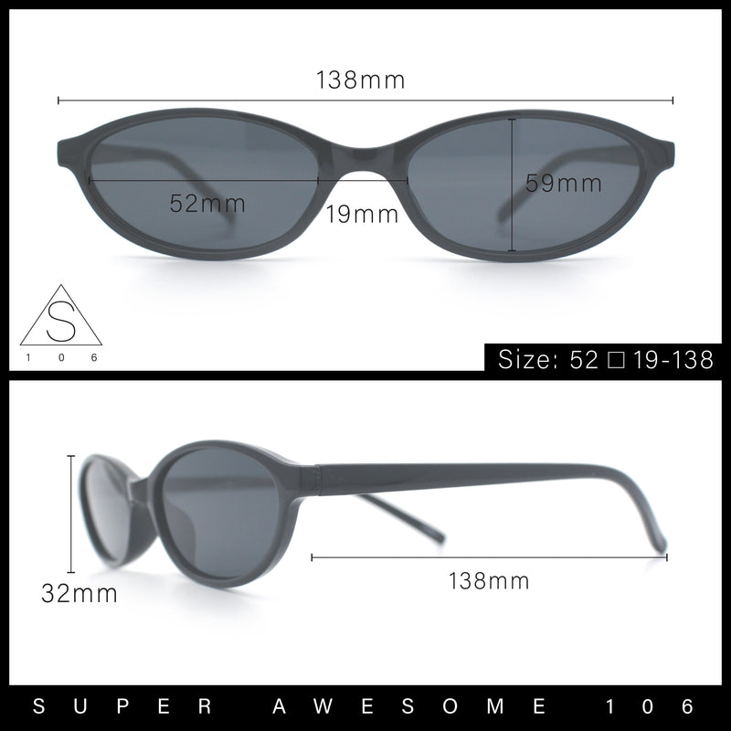 Womens Micro Oval Snug Dad Fashion Thin Plastic Sunglasses