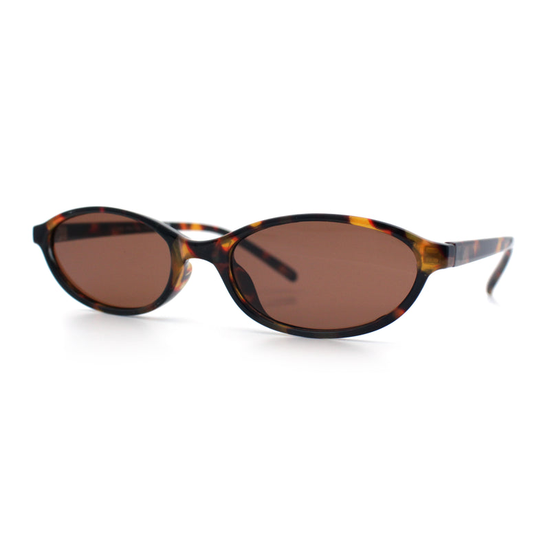 Womens Micro Oval Snug Dad Fashion Thin Plastic Sunglasses