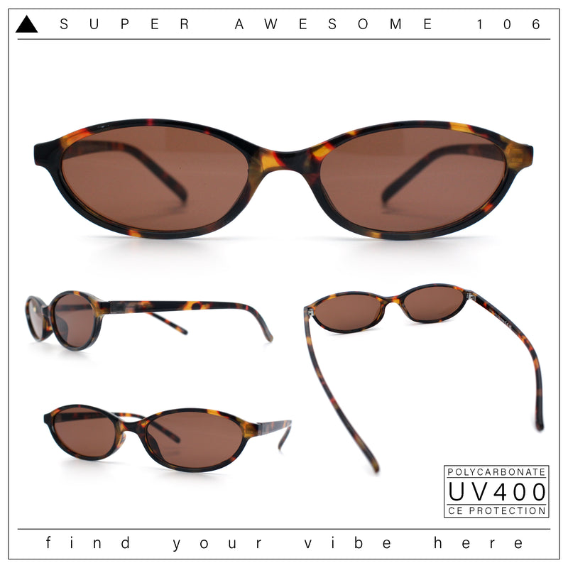 Womens Micro Oval Snug Dad Fashion Thin Plastic Sunglasses