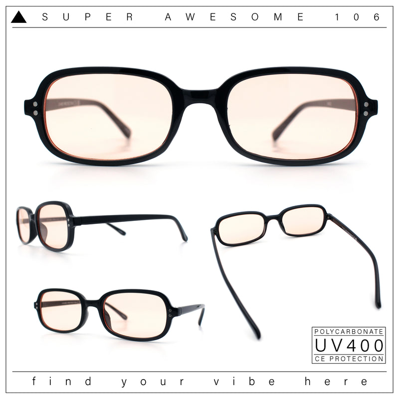 Womens Rectangular Snug Dad Fashion Thin Plastic Sunglasses