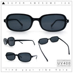 Womens Rectangular Snug Dad Fashion Thin Plastic Sunglasses