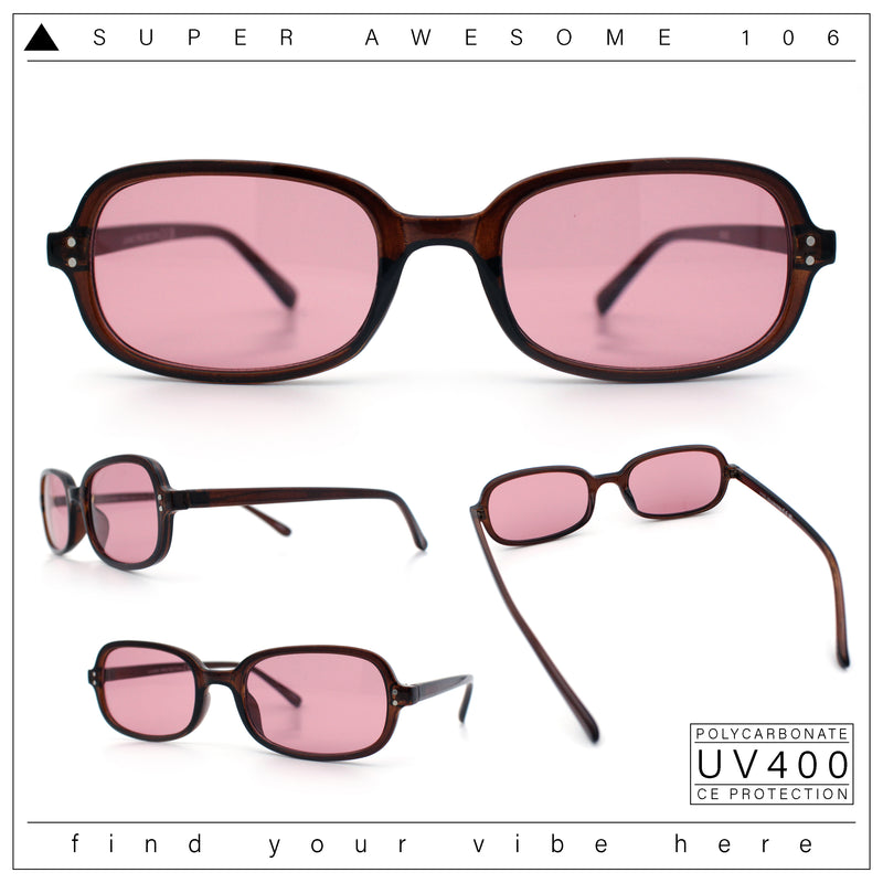 Womens Rectangular Snug Dad Fashion Thin Plastic Sunglasses