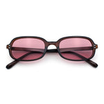 Womens Rectangular Snug Dad Fashion Thin Plastic Sunglasses