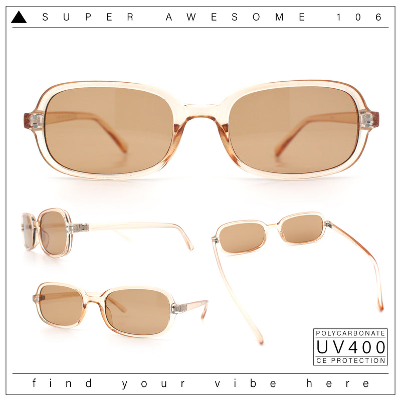 Womens Rectangular Snug Dad Fashion Thin Plastic Sunglasses