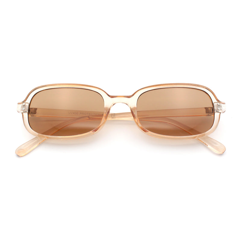 Womens Rectangular Snug Dad Fashion Thin Plastic Sunglasses