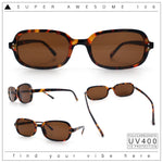 Womens Rectangular Snug Dad Fashion Thin Plastic Sunglasses