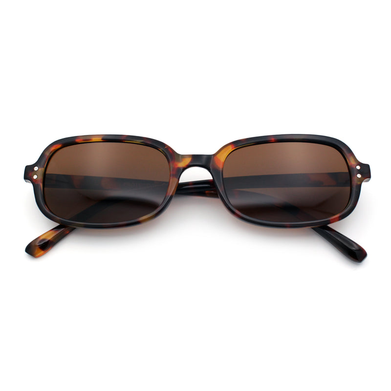 Womens Rectangular Snug Dad Fashion Thin Plastic Sunglasses