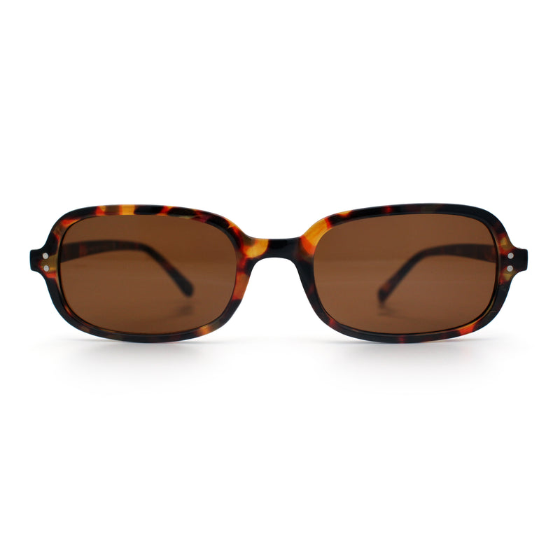Womens Rectangular Snug Dad Fashion Thin Plastic Sunglasses