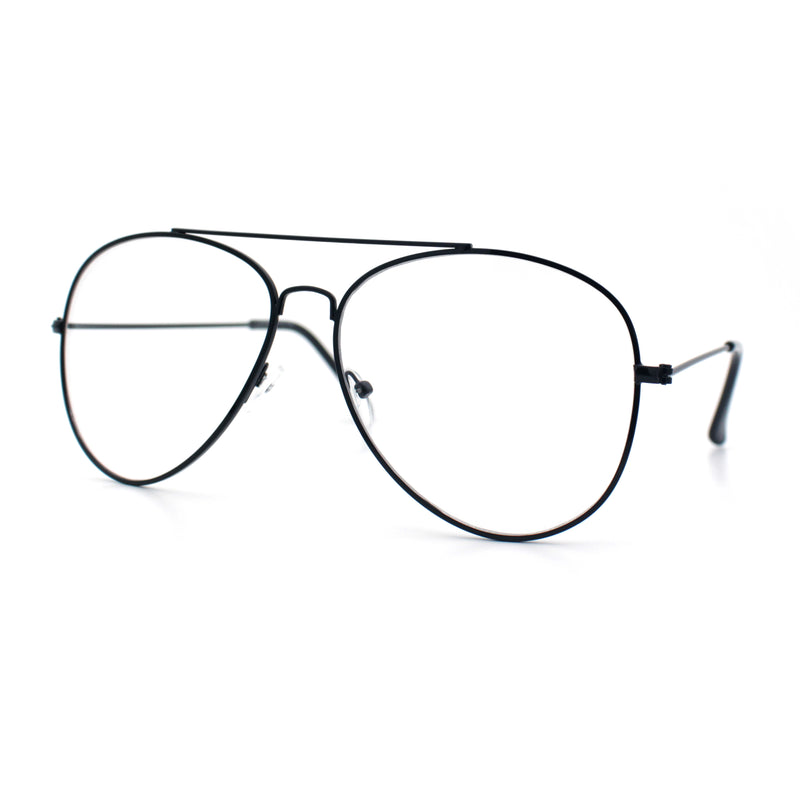 Iconic Tear Drop Shape Air Force Officer Metal Rim Cop Clear Lens Glasses