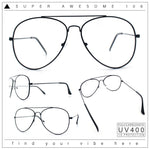 Iconic Tear Drop Shape Air Force Officer Metal Rim Cop Clear Lens Glasses