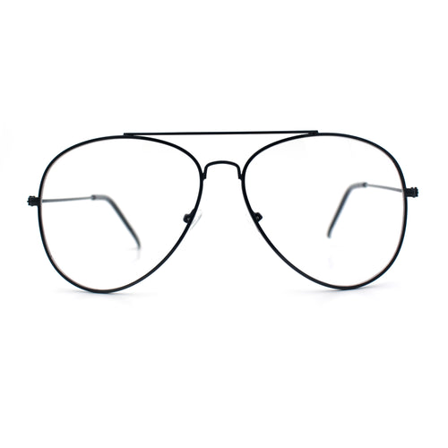 Iconic Tear Drop Shape Air Force Officer Metal Rim Cop Clear Lens Glasses