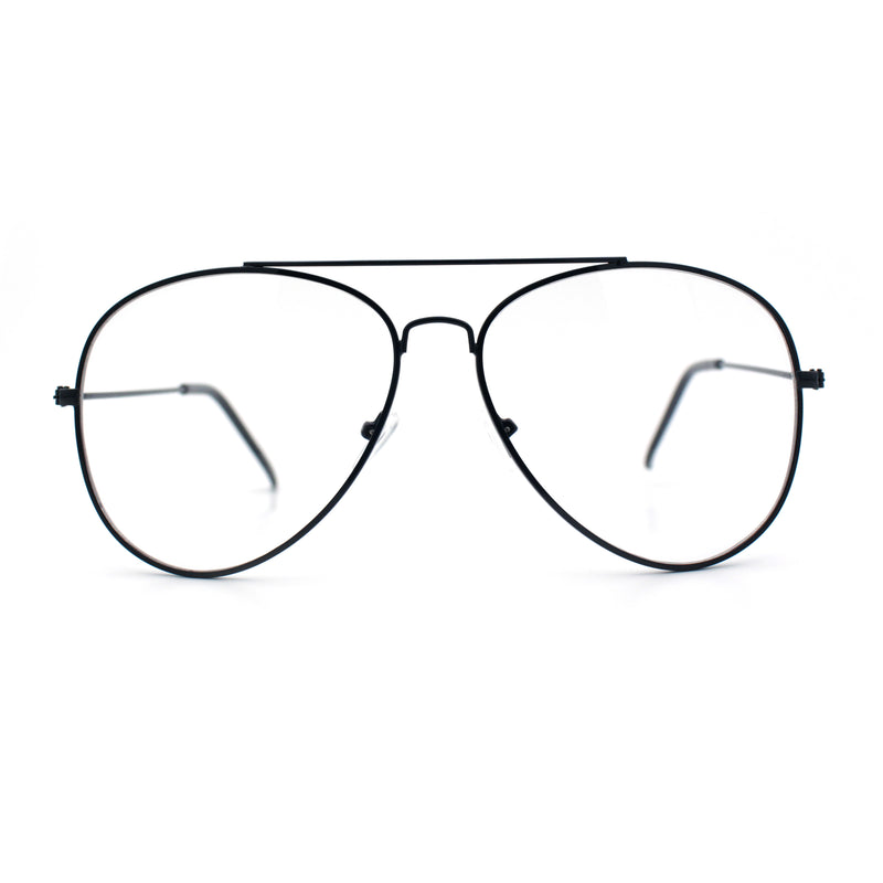 Iconic Tear Drop Shape Air Force Officer Metal Rim Cop Clear Lens Glasses