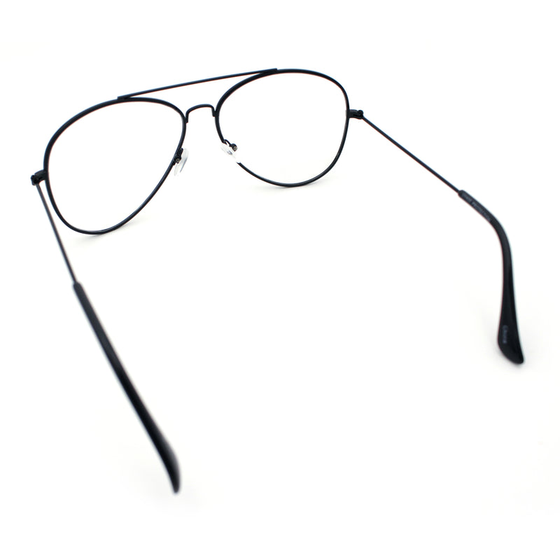 Iconic Tear Drop Shape Air Force Officer Metal Rim Cop Clear Lens Glasses