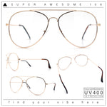 Iconic Tear Drop Shape Air Force Officer Metal Rim Cop Clear Lens Glasses