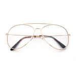 Iconic Tear Drop Shape Air Force Officer Metal Rim Cop Clear Lens Glasses
