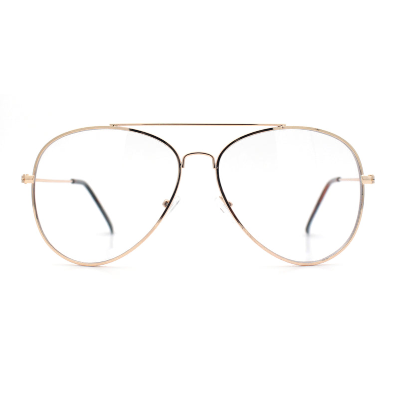 Iconic Tear Drop Shape Air Force Officer Metal Rim Cop Clear Lens Glasses