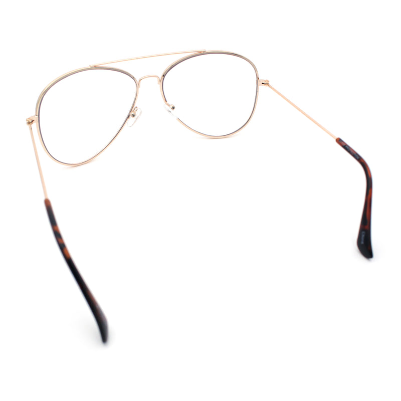 Iconic Tear Drop Shape Air Force Officer Metal Rim Cop Clear Lens Glasses