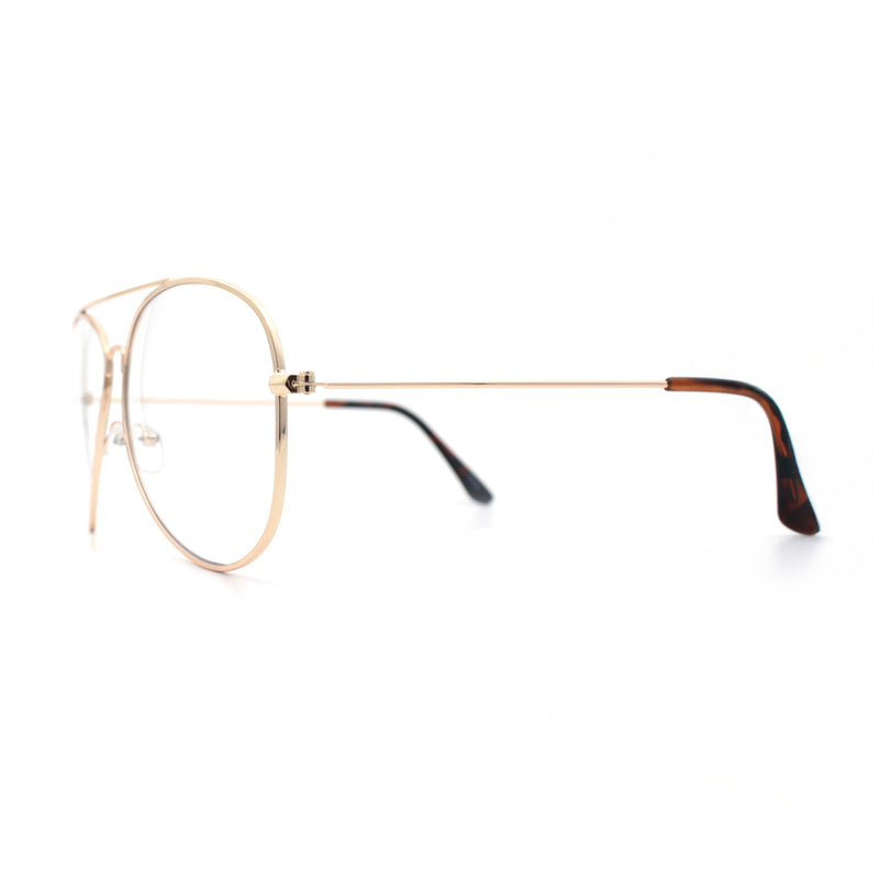 Iconic Tear Drop Shape Air Force Officer Metal Rim Cop Clear Lens Glasses