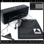 Iconic Tear Drop Shape Air Force Officer Metal Rim Cop Clear Lens Glasses