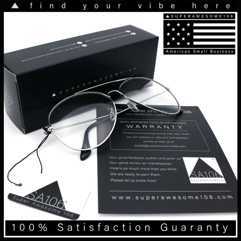 Iconic Tear Drop Shape Air Force Officer Metal Rim Cop Clear Lens Glasses