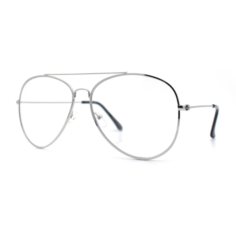 Iconic Tear Drop Shape Air Force Officer Metal Rim Cop Clear Lens Glasses