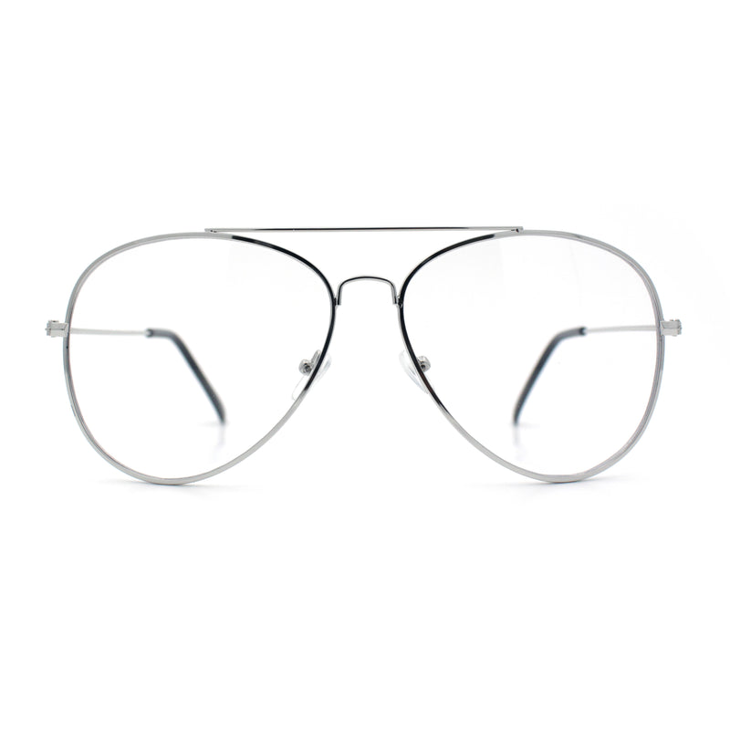 Iconic Tear Drop Shape Air Force Officer Metal Rim Cop Clear Lens Glasses