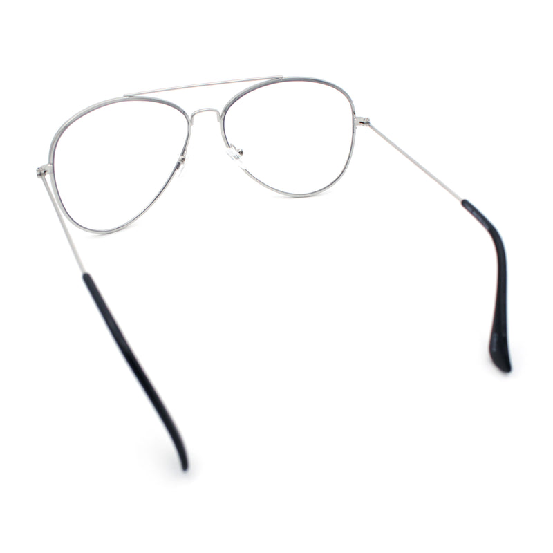 Iconic Tear Drop Shape Air Force Officer Metal Rim Cop Clear Lens Glasses