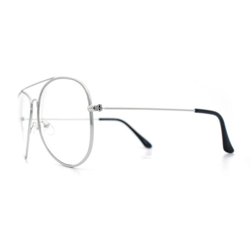 Iconic Tear Drop Shape Air Force Officer Metal Rim Cop Clear Lens Glasses
