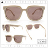 Womens Subtle Heart Metal Stud Horn Rim Plastic Retro Sunglasses