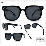 Womens Subtle Heart Metal Stud Horn Rim Plastic Retro Sunglasses
