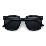 Womens Subtle Heart Metal Stud Horn Rim Plastic Retro Sunglasses