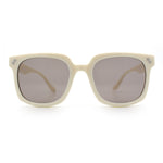 Womens Subtle Heart Metal Stud Horn Rim Plastic Retro Sunglasses