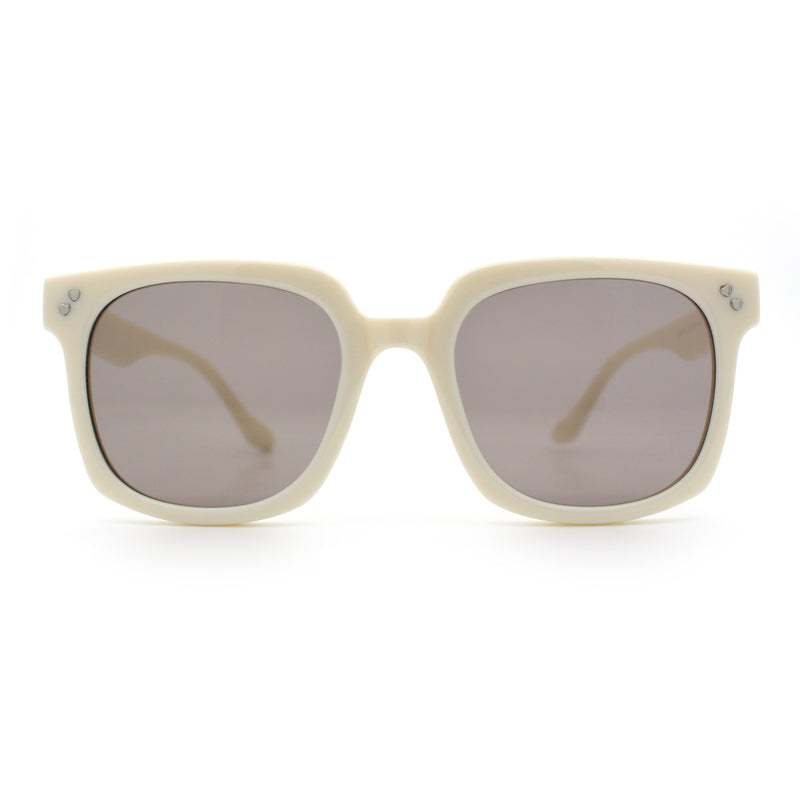Womens Subtle Heart Metal Stud Horn Rim Plastic Retro Sunglasses