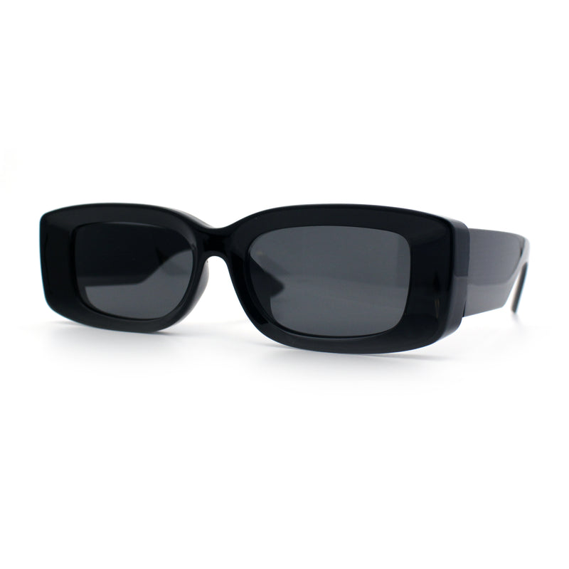 Womens Beveled Rectangle Mod Thick Plastic Fashion Sunglasses