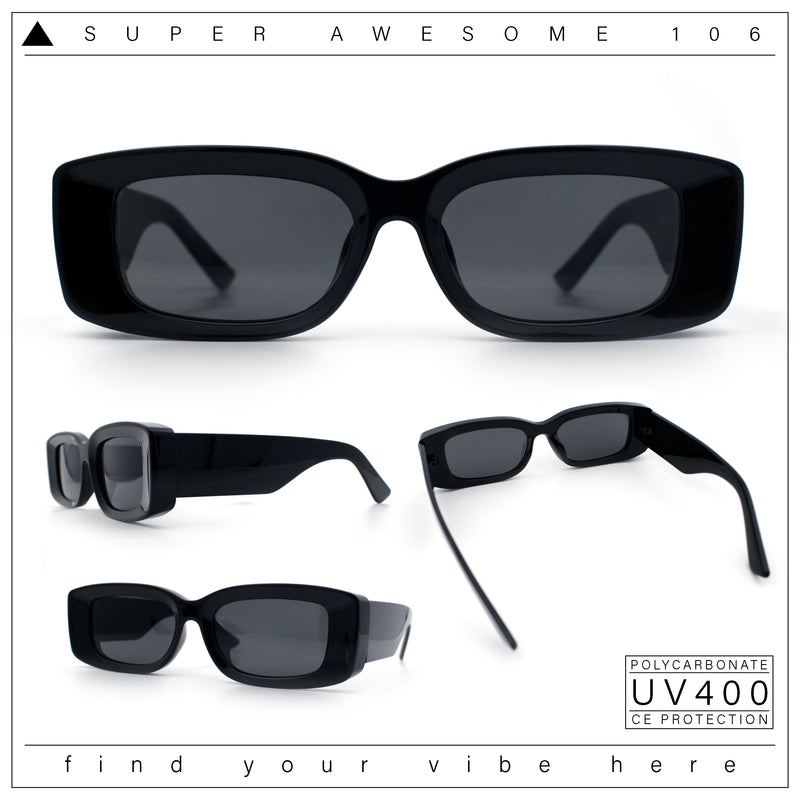 Womens Beveled Rectangle Mod Thick Plastic Fashion Sunglasses