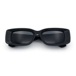 Womens Beveled Rectangle Mod Thick Plastic Fashion Sunglasses