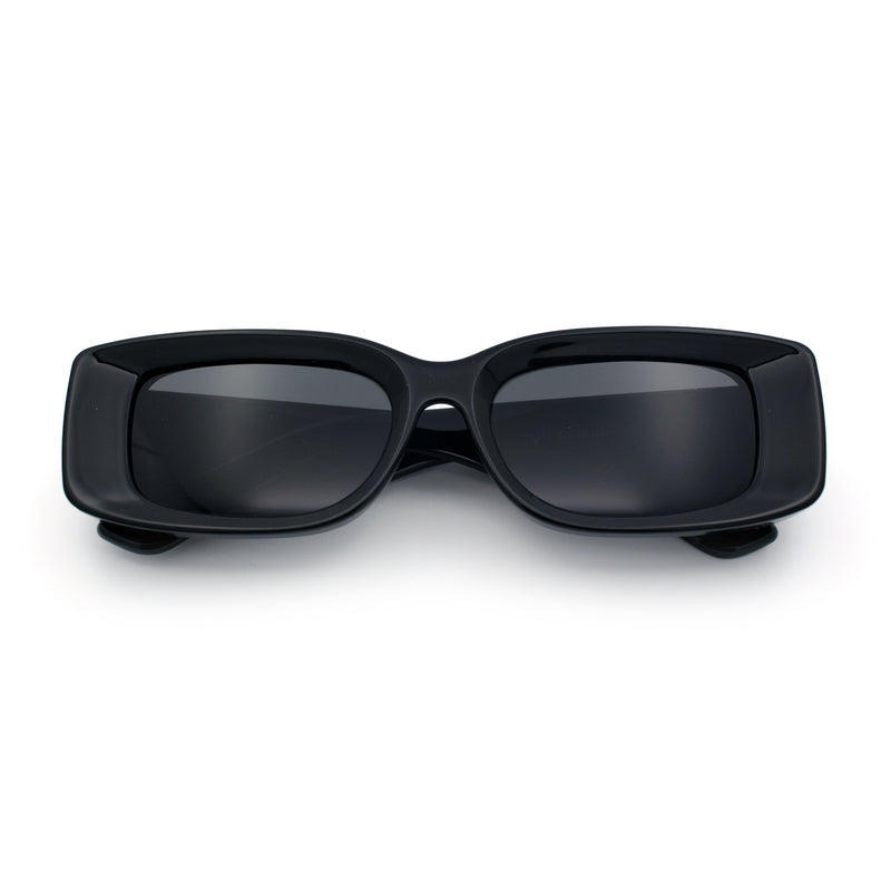 Womens Beveled Rectangle Mod Thick Plastic Fashion Sunglasses