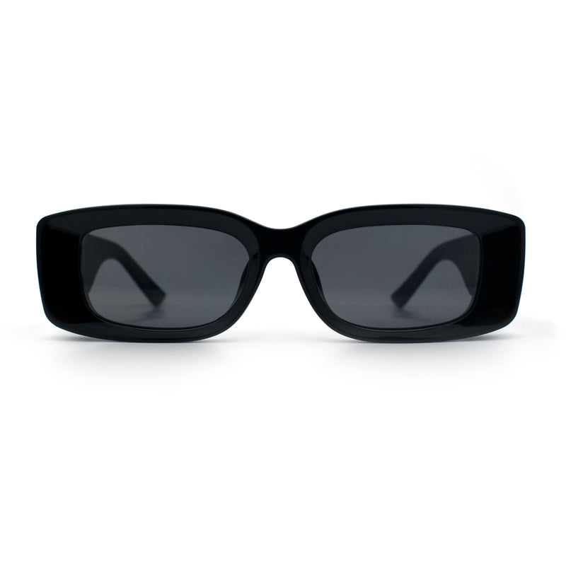 Womens Beveled Rectangle Mod Thick Plastic Fashion Sunglasses