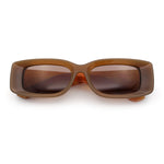 Womens Beveled Rectangle Mod Thick Plastic Fashion Sunglasses