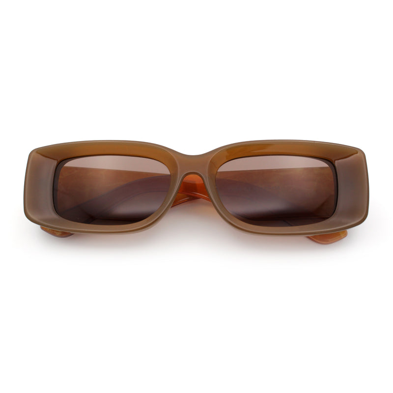 Womens Beveled Rectangle Mod Thick Plastic Fashion Sunglasses