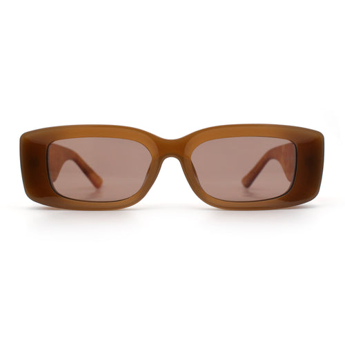 Womens Beveled Rectangle Mod Thick Plastic Fashion Sunglasses