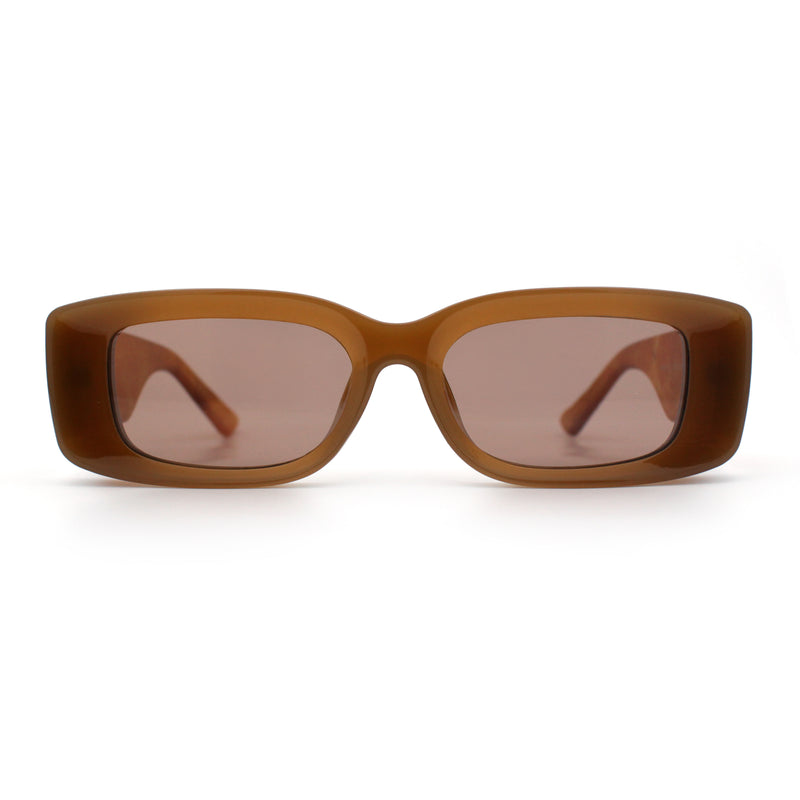 Womens Beveled Rectangle Mod Thick Plastic Fashion Sunglasses
